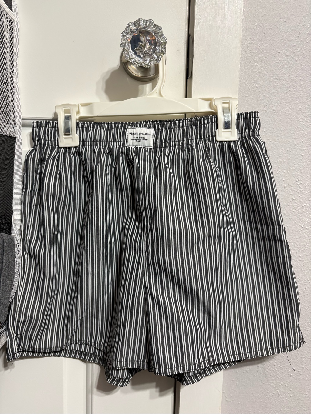 Black & White Vertical Stripe Elastic Waist Shorts